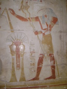Thoth with caduseus at Abydos